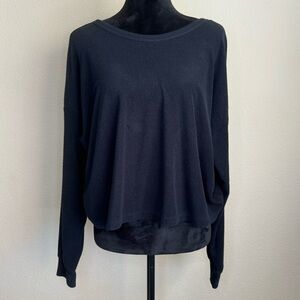 Aerie shirt women medium cotton blend long sleeve ruched back sweater black